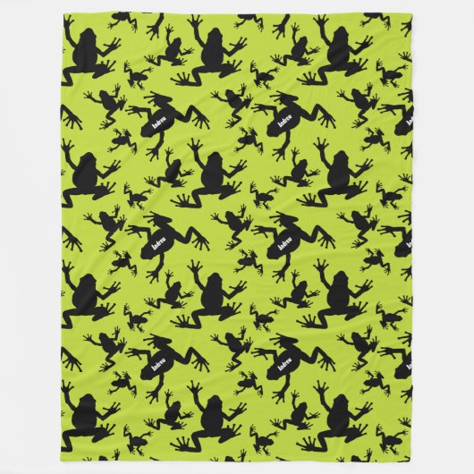 Green und Black Frog Pattern Kids Fleecedecke (Vorderseite)