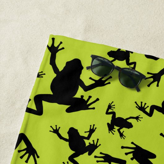 Green und Black Frog Pattern Kids Strandtuch (Beispiel)