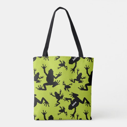 Green und Black Frog Pattern Kids Tasche (Rückseite)