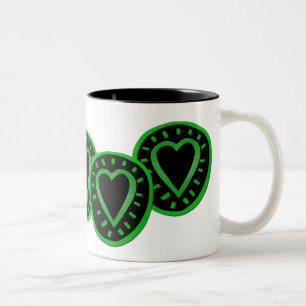 Green und black Hearts 3 zweifarbige Tasse