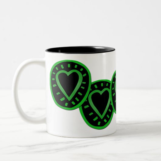Green und black Hearts 3 zweifarbige Tasse (Links)
