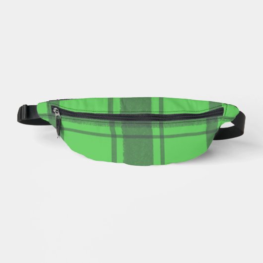Green und Black Kariert Fanny Pack Bauchtasche (Vorderseite)