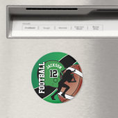 Green und Black Personalize Football Magnet (In Situ (Geschirrspüler))