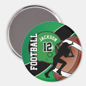 Green und Black Personalize Football Magnet (Vorderseite/Rückseite)