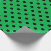 Green und Black Polka Dots Geschenkpapier (Ecke)