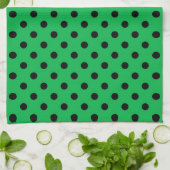 Green und Black Polka Dots Geschirrtuch (Gefaltet)