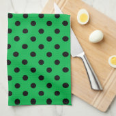 Green und Black Polka Dots Geschirrtuch (Viertel Falte)