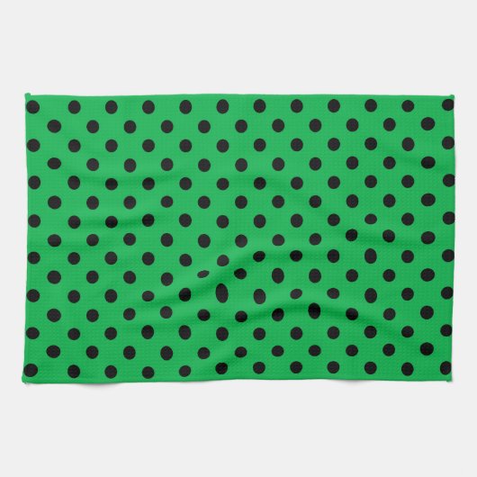 Green und Black Polka Dots Geschirrtuch (Horizontal)