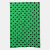 Green und Black Polka Dots Geschirrtuch (Vertikal)