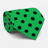 Green und Black Polka Dots Krawatte (Gerollt)