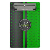 Green und Black Polka Dots - Monogramm Mini Klemmbrett (Vorderseite)