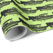 Green und Black Pontoon Boat Wrapping Paper Geschenkpapier (Rolleneckpunkt)
