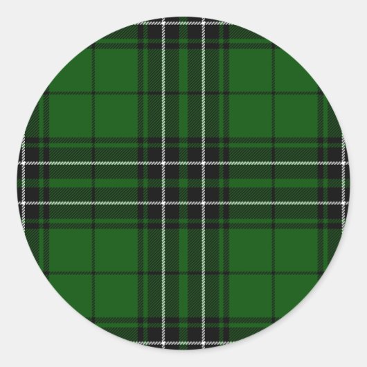 Green und Black Scottish Clan MacLean Tartan Runder Aufkleber (Vorderseite)