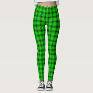 Green und Black Scottish Tartan Kariert Leggings