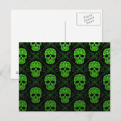 Green und Black Sugar Skull Muster Postkarte (Vorne/Hinten)