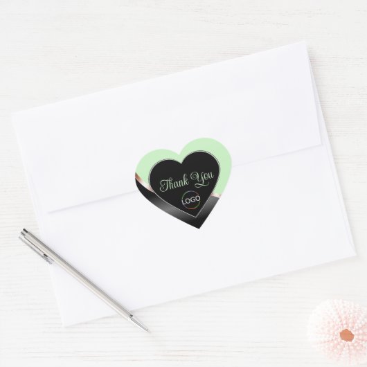 Green und Black Wavy Rose Gold mit Logo Vielen Dan Herz-Aufkleber (Umschlag)