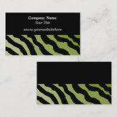Green und Black Zebra Print Business Card Visitenkarte (Vorne/Hinten)