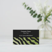 Green und Black Zebra Print Business Card Visitenkarte (Stehend Vorderseite)
