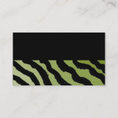 Green und Black Zebra Print Business Card Visitenkarte (Rückseite)