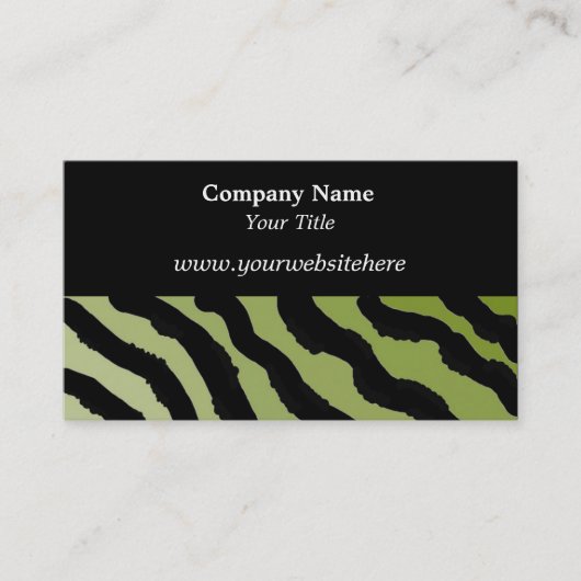 Green und Black Zebra Print Business Card Visitenkarte (Vorderseite)