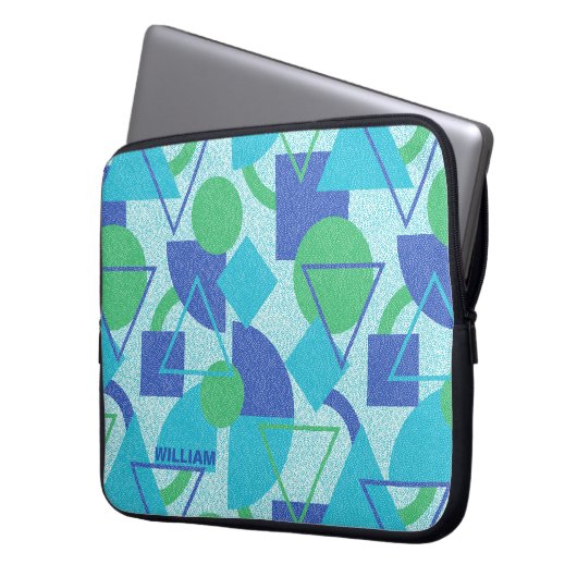 Green und Blue Abstract Design Laptopschutzhülle (Vorderseite Links)