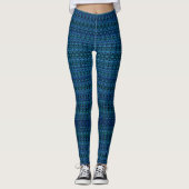 Green und Blue Abstrakt Damask Leggings (Vorderseite)
