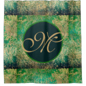 Green und Blue Abstrakt Monogram Duschvorhang (Vorderseite)