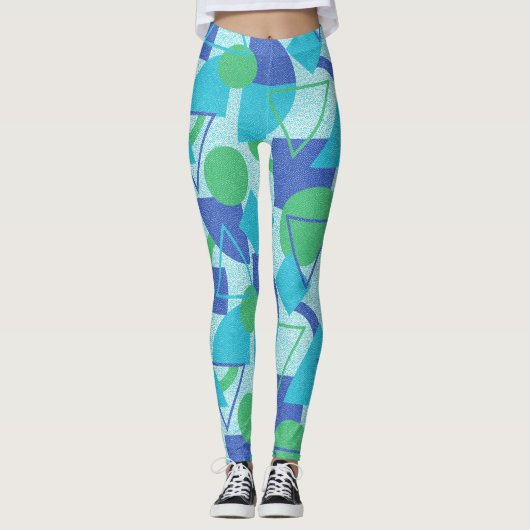 Green und Blue Bauhaus Style Leggings (Vorderseite)