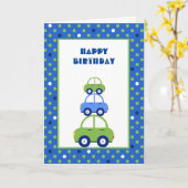 Green und Blue Car Kindergeburtstag Card Karte (Gelbe Blume)