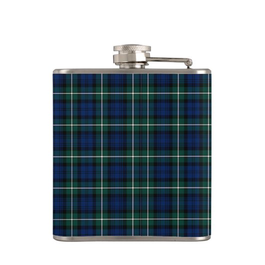 Green und Blue Clan Forbes Tartan Monogram Flachmann (Rückseite)