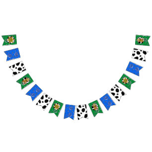 Green und Blue Cowboy Teddy Bear Birthday Banner