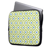 Green und Blue Diamond Ikat Muster Laptopschutzhülle (Vorderseite Links)