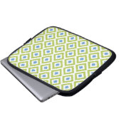 Green und Blue Diamond Ikat Muster Laptopschutzhülle (Vorne Knopf)