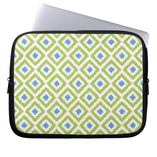 Green und Blue Diamond Ikat Muster Laptopschutzhülle (Vorderseite)