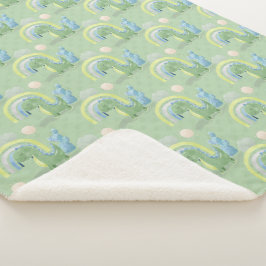 Green und Blue Dinosaur Baby Boy Sherpa Blanket Sherpadecke