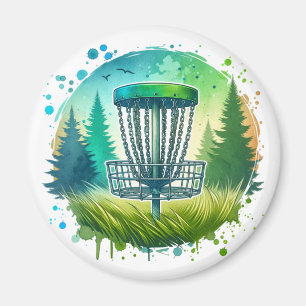 Green und Blue Disk Golf Themed Magnet