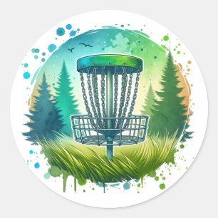 Green und Blue Disk Golf Themed Runder Aufkleber