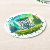 Green und Blue Disk Golf Themed Runder Pappuntersetzer (Angewinkelt)