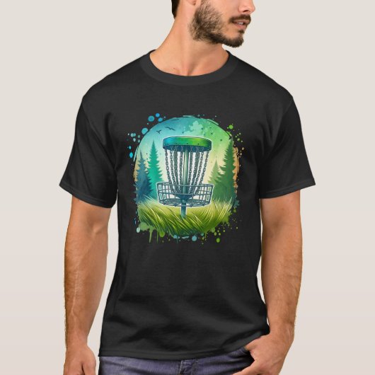 Green und Blue Disk Golf Themed T-Shirt (Vorderseite)