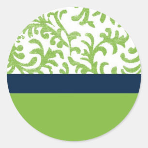 Green und Blue Floral Muster Runder Aufkleber