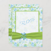 Green und Blue Floral Repcard Einladung (Vorne/Hinten)