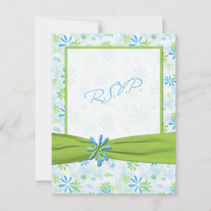 Green und Blue Floral Repcard Einladung