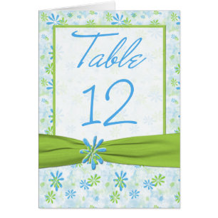 Green und Blue Floral Tischnummer Card