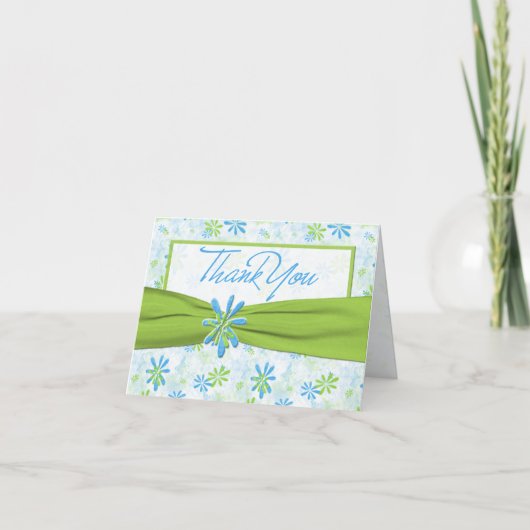 Green und Blue Floral Vielen Dank Note Card Dankeskarte (Vorderseite)