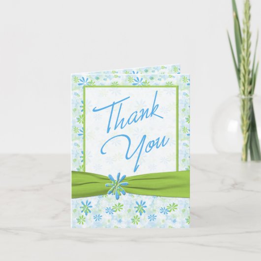 Green und Blue Floral Vielen Dank Note Card Dankeskarte (Vorderseite)