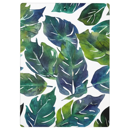 Green und Blue Foliage Philodendron Mit Monogramm Klemmbrett (Rückseite)