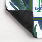 Green und Blue Foliage Philodendron Mit Monogramm Mousepad (Ecke)
