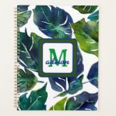 Green und Blue Foliage Philodendron Mit Monogramm Planer (Vorderseite)