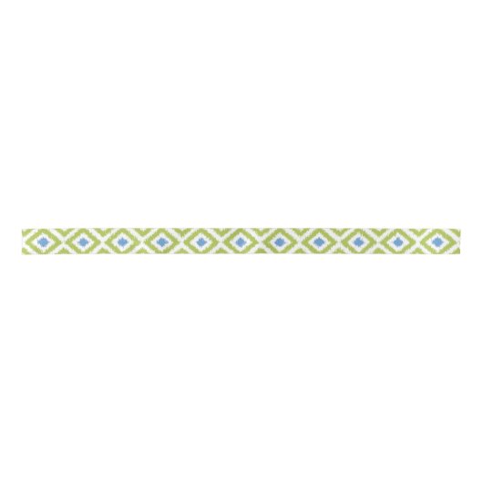 Green und Blue Ikat Diamonds Pattern Satinband (Vorderseite)