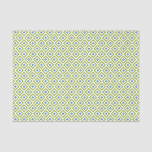 Green und Blue Ikat Diamonds Pattern Seidenpapier (Vorderseite)